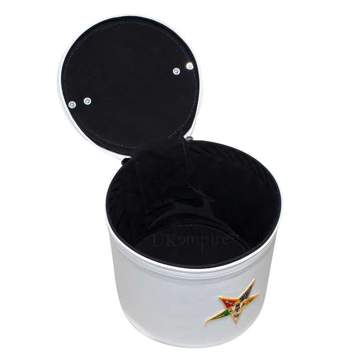 Premium OES Fez Hat Case White – Machine Embroidered Emblem 2