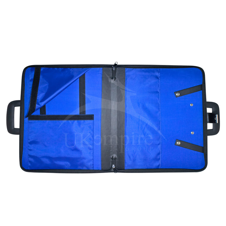 Masonic Past Master Apron Collar Case Black Leather Double Handle – Silver Embroidery