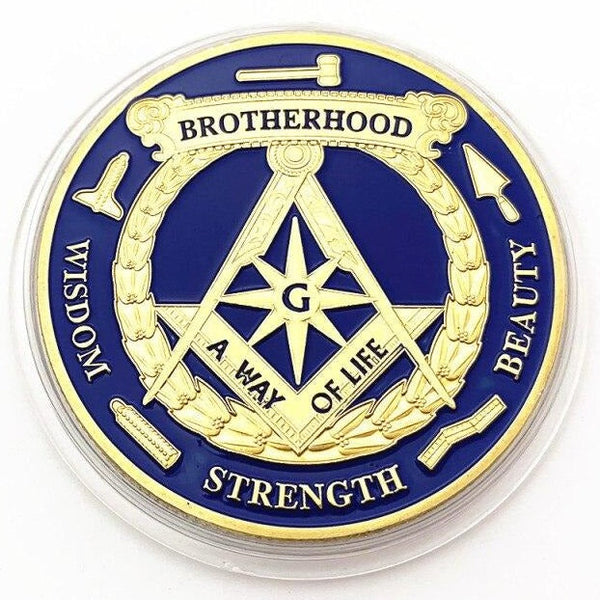 Master Mason Blue Lodge Coin - Brotherhood Square & Compass G