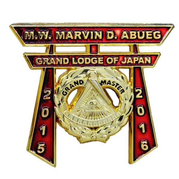 Master Mason, Grand Master Lapel Pin - Variety of Gold Plated Japan Shrine Torii - Bricks Masons