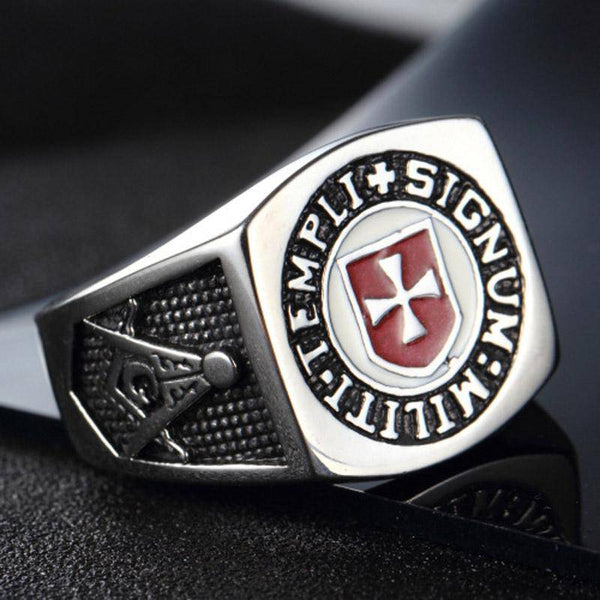 Knights Templar Commandery Ring - Stainless Steel Cross