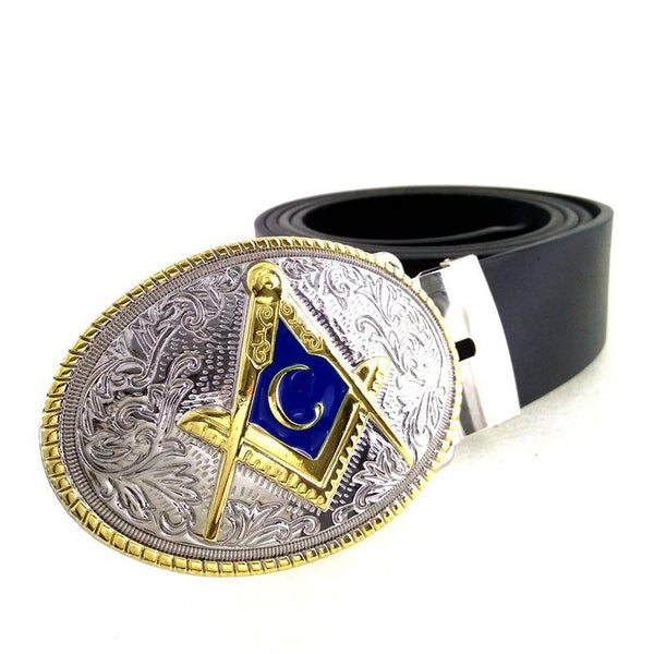 Master Mason Blue Lodge Belt - Cowboy Gold & blue