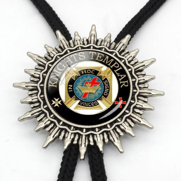 Knights Templar Commandery Bolo Tie - White & Gold