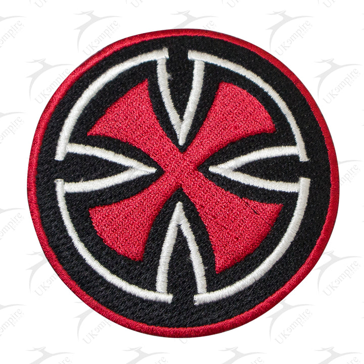 Premium Red Iron Cross Patch Punk/Skater Machine Embroidery – Iron-On Back