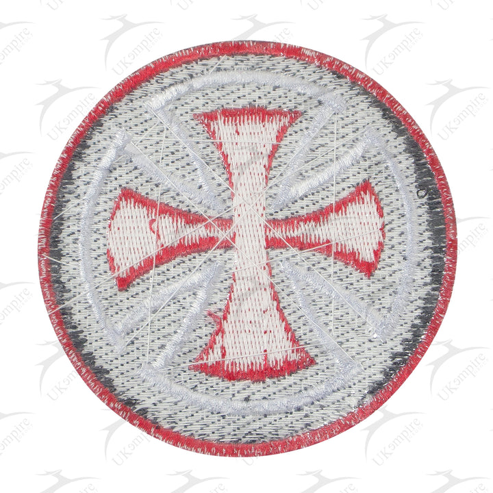 Premium Red Iron Cross Patch Punk/Skater Machine Embroidery – Iron-On Back