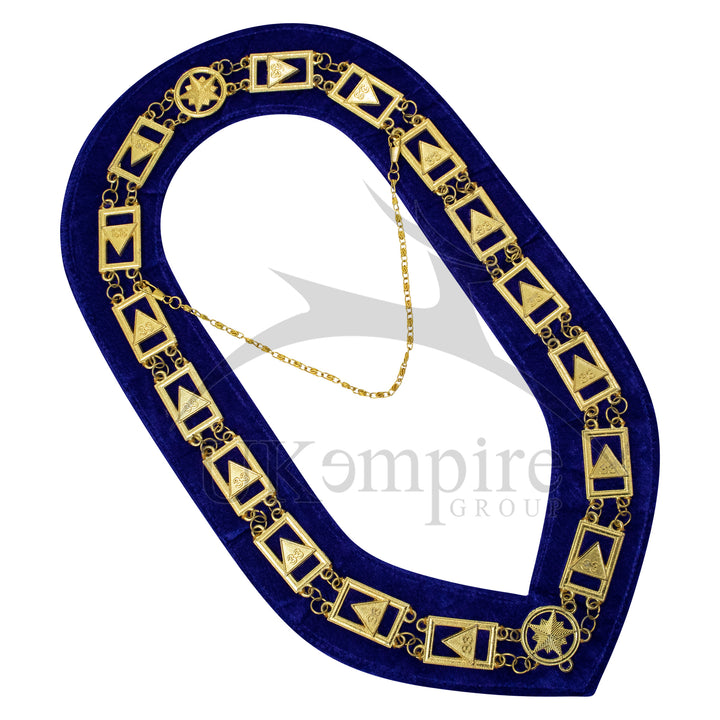 Scottish Rite 33rd Degree Chain Collar Triangle Blue Velvet