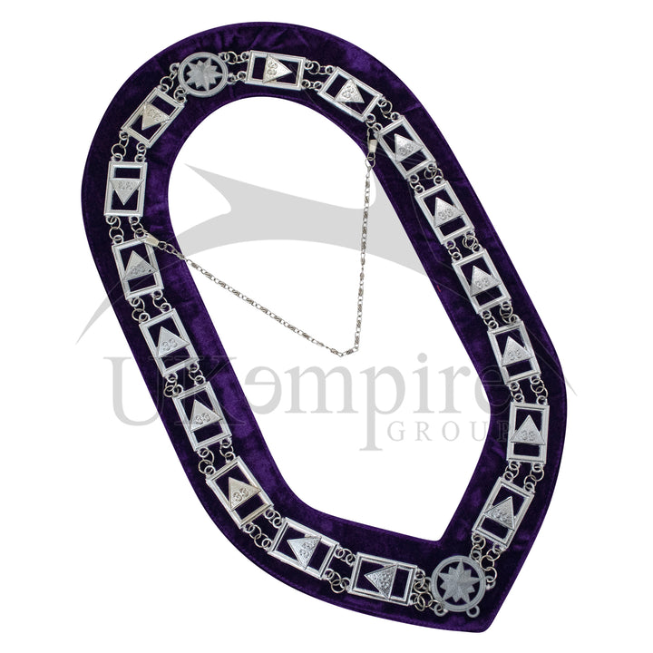 Scottish Rite 33rd Degree Chain Collar Triangle Purple Velvet Silver