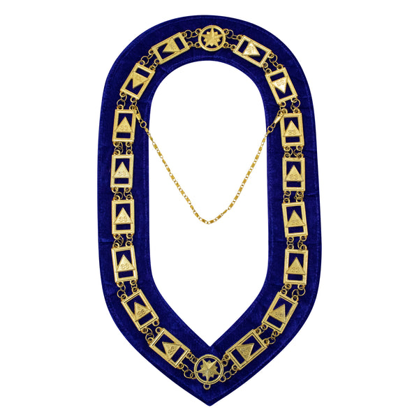 Scottish Rite 33rd Degree Chain Collar Triangle Blue Velvet