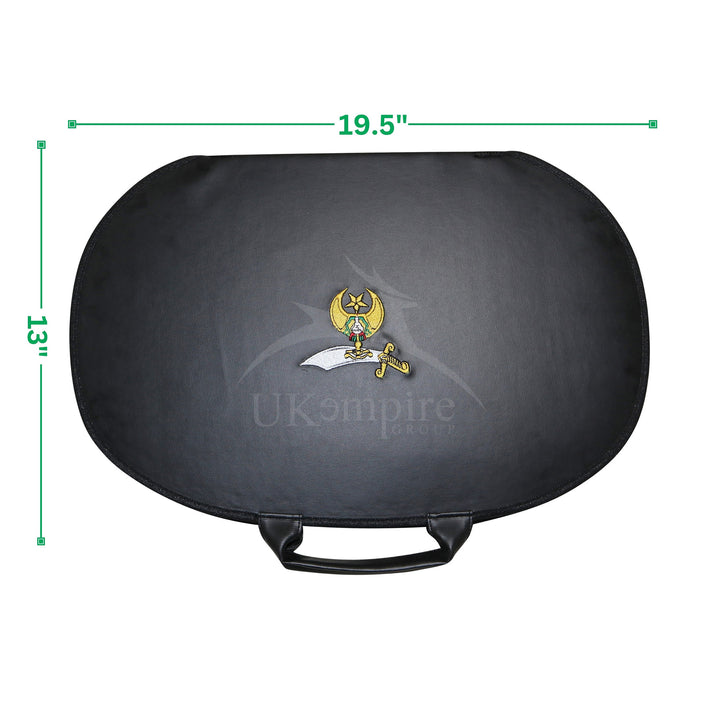 Shriner Chain Collar Case Black Imitation Leather – Machine Embroidered Emblem 2