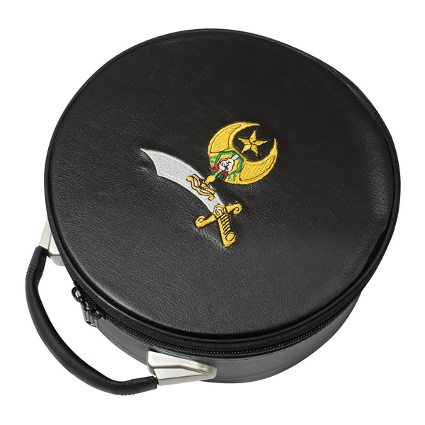 Masonic Shriner Crown Cap Case Black, Machine Embroidered Emblem 