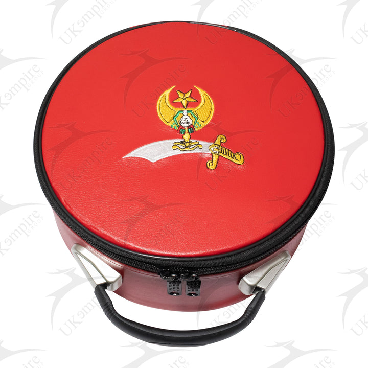 Masonic Shriner Crown Cap Case Red, Machine Embroidered Emblem 1