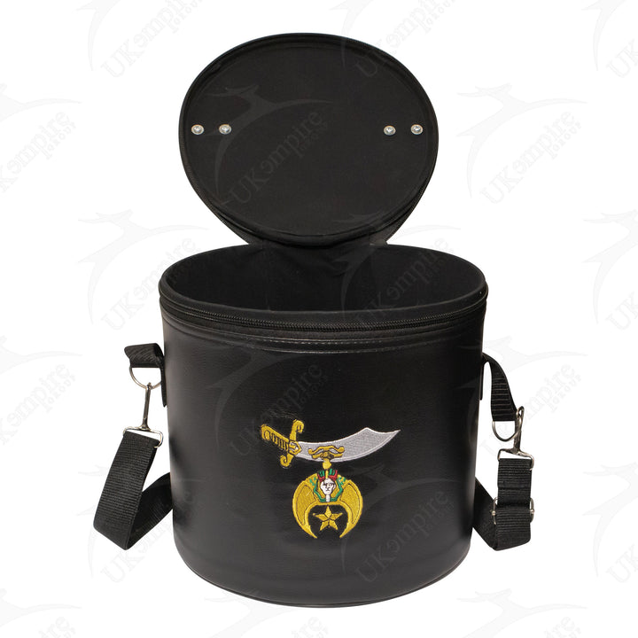 Premium Shriner Fez Hat Case Black Dual Emblems  – Shoulder Strap 4