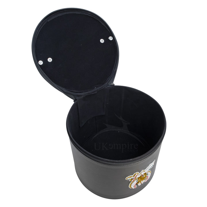 Premium Shriner Fez Hat Case Black Dual Emblems (Rhinestones) – Shoulder Strap 2