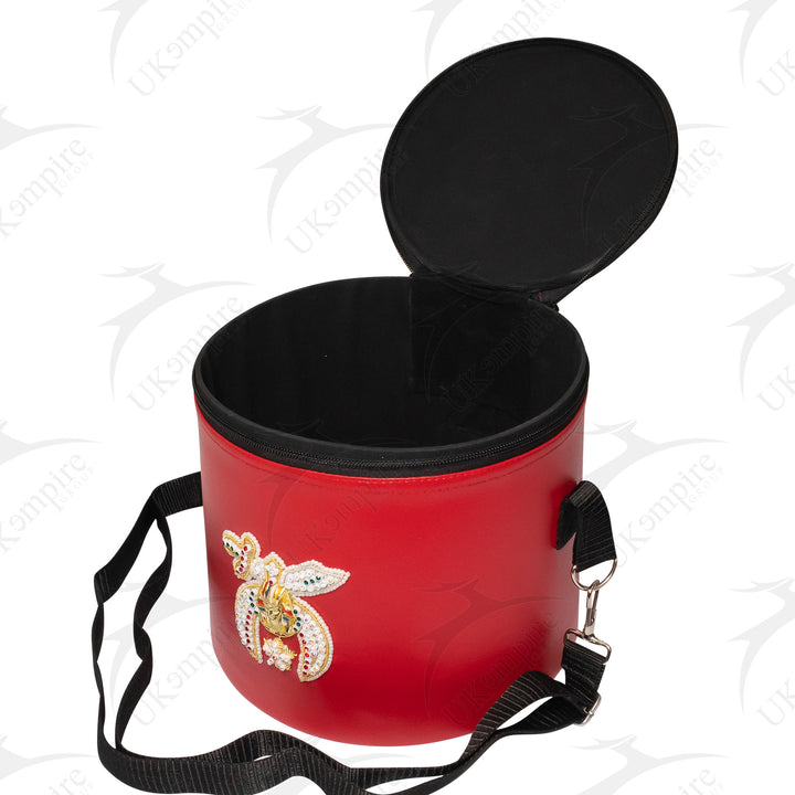 Premium Shriner Fez Hat Case Red Dual Emblems (Rhinestones) – Shoulder Strap 5