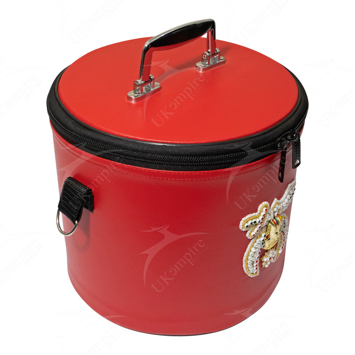 Premium Shriner Fez Hat Case Red – Rhinestones Hand Embroidered 2