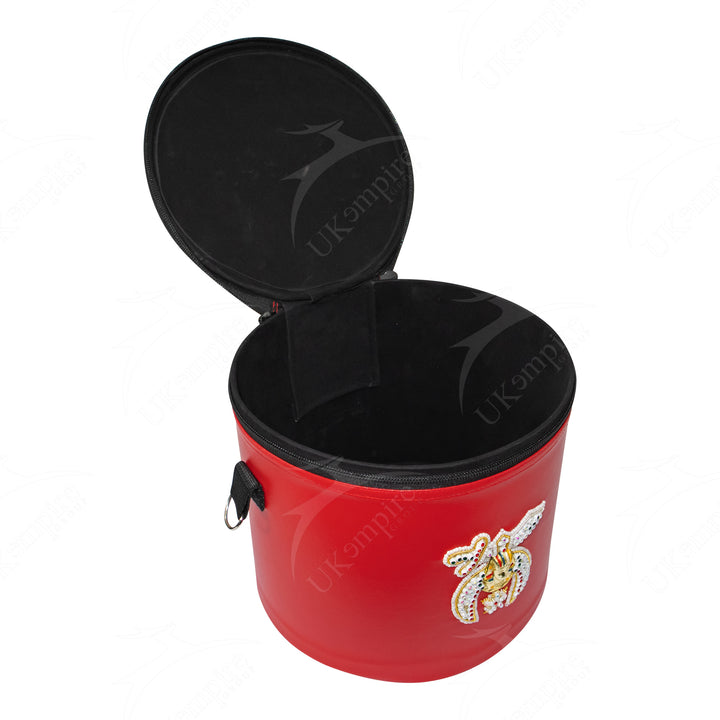 Premium Shriner Fez Hat Case Red – Rhinestones Hand Embroidered 3
