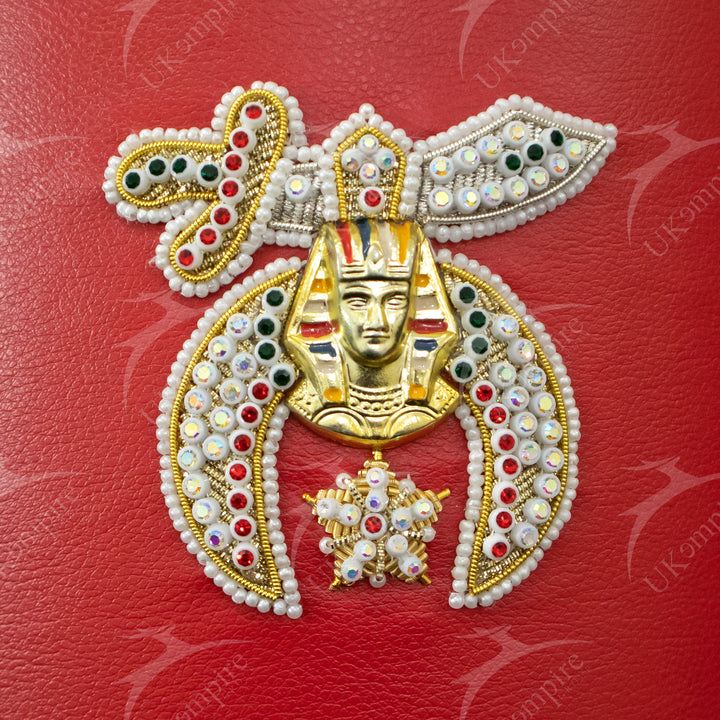 Premium Shriner Fez Hat Case Red – Rhinestones Hand Embroidered 4