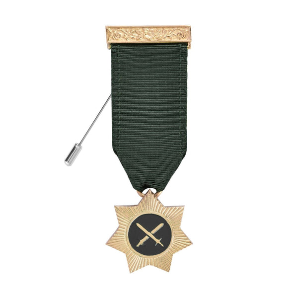 Red Cross Of Babylon AMD Breast Jewel - Gold Plated With Green Ribbon