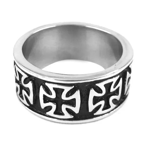 Knights Templar Commandery Ring - Stainless Steel Black & Silver
