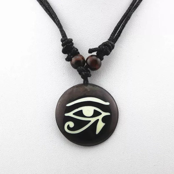 Ancient Egypt Necklace - Eye Of Horus Yak Bone Resin Pendant