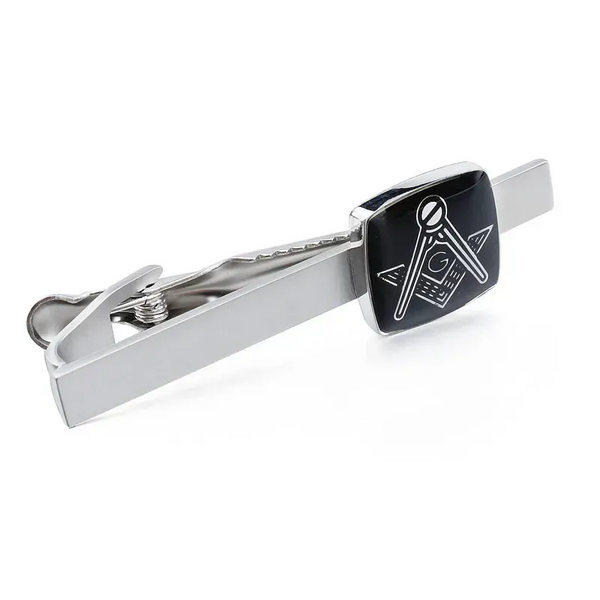 Master Mason Blue Lodge Tie Clip - Copper Black Enamel Square & Compass G