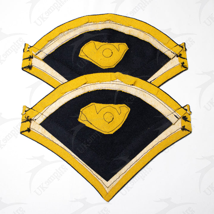 Indian War Period 1873 US Army Uniform Chief Trumpeter Chevrons, Cavalry Yellow Navy Blue Wool-1