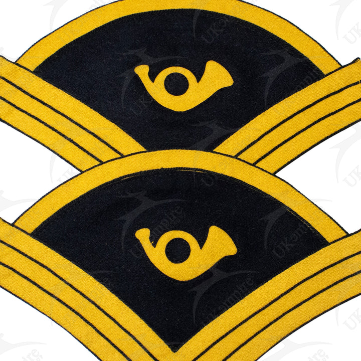 Indian War Period 1873 US Army Uniform Chief Trumpeter Chevrons, Cavalry Yellow Navy Blue Wool-2