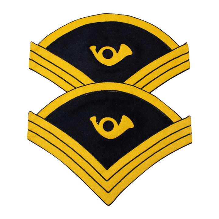 Indian War Period 1873 US Army Uniform Chief Trumpeter Chevrons, Cavalry Yellow Navy Blue Wool