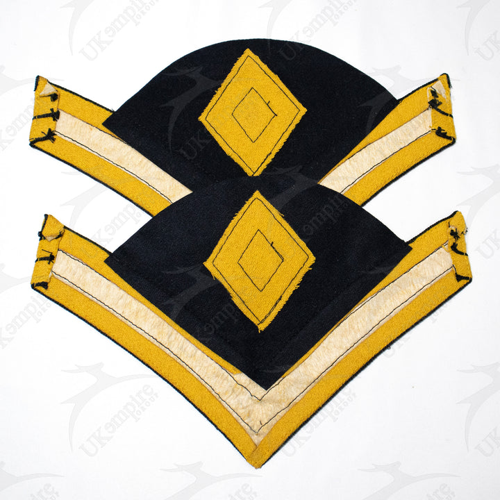 Indian War 1873 US Army Uniform First Sergeant Chevrons, Cavalry Yellow Navy Blue Wool-1