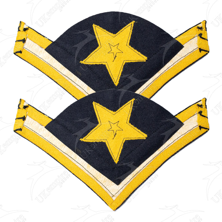 Indian War Period 1872 US Army Uniform Ordnance Sergeant Chevrons, Cavalry Yellow Navy Blue Wool-1