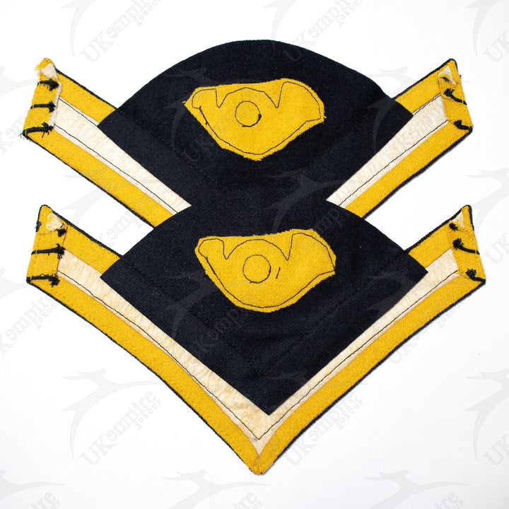 Indian War US Army Cloth Chevrons Principal Musician Cavalry 1872-1901 Yellow Navy Blue Wool-1