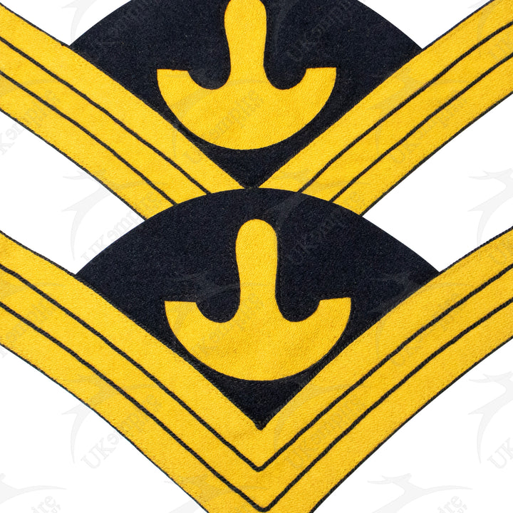 Indian War Period 1872 US Army Uniform Saddler Sergeant Chevrons, Cavalry Yellow Navy Blue Wool-2