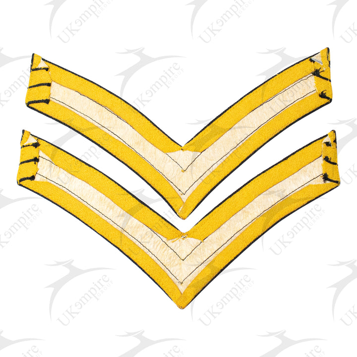 Indian War 1873 US Army Uniform Sergeant Stripes Chevrons, Cavalry Yellow Navy Blue Wool-1